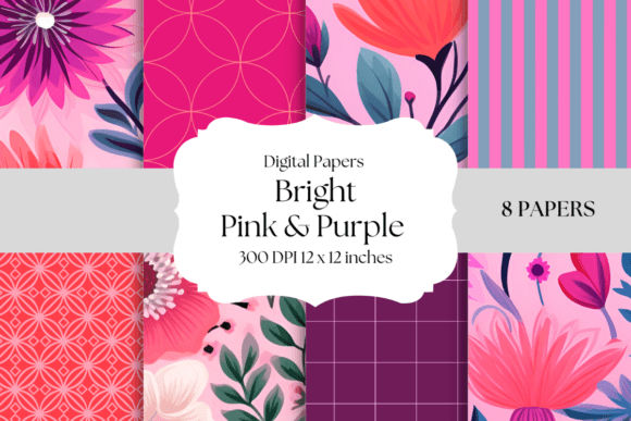 Bright Pink and Purple Digital Papers: A Vibrant Creative Toolkit
