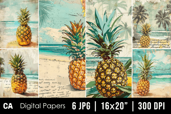 Bring Tropical Charm to Your Projects with Vintage Pineapple Journal Pages