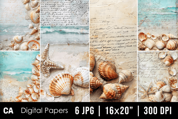 Charming Vintage Seashells Journal Pages for Your Projects