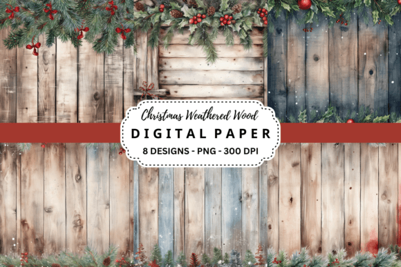 Christmas Weathered Wood Background: Rustic Holiday Charm