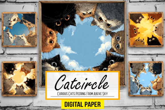 Curious Cats Peering from Above: A Whimsical Sky Arts Collection