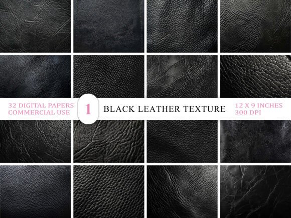 Elevate Your Designs with a Black Leather Texture Bundle