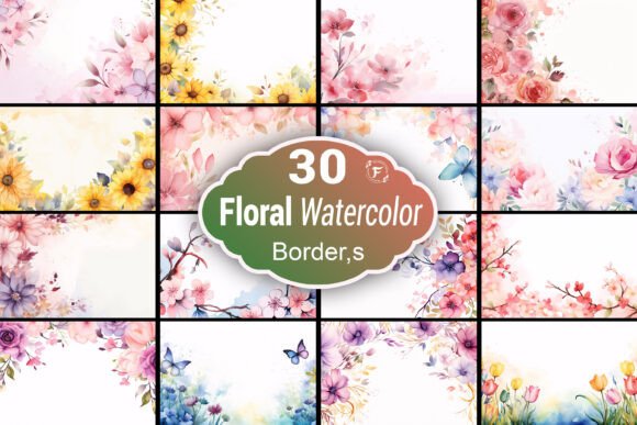 Elevate Your Designs with a Watercolor Flower Border Background