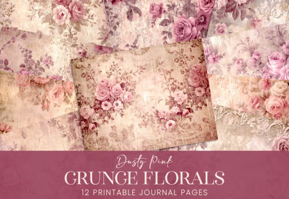 Embrace Vintage Charm with Grunge Florals Dusty Pink Mauve Pages