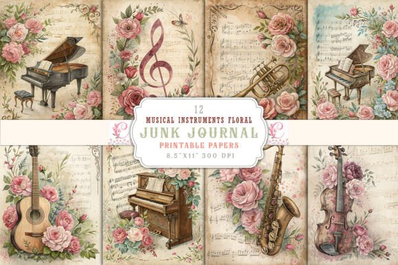 Musical Instruments Floral Junk Journal: A Creative Guide