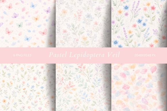 Pastel Lepidoptera Veil: A Soft Touch for Delicate Design Projects