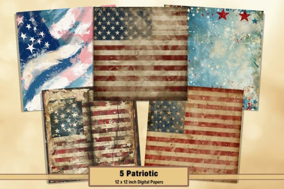 Patriotic Independence Collage Sheets 21: A Vintage Design Toolkit