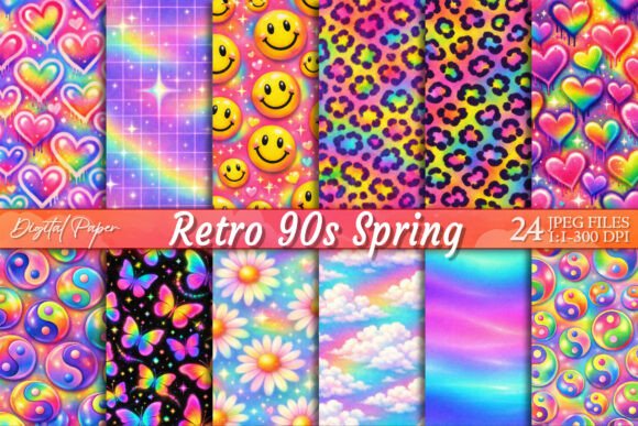 Revive the Vibe: Retro 90s Spring Y2K Digital Paper