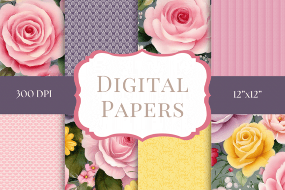 Soft Pink Roses & Lavender Digital Paper: A Designer's Dreamy Asset