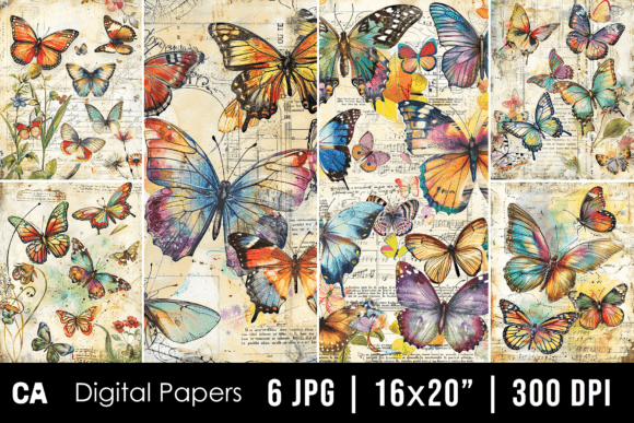 Timeless Elegance: Using Vintage Rainbow Butterfly Journal Pages