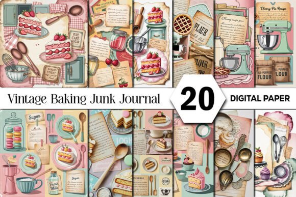 Timeless Kitchen Charm: Vintage Baking Junk Journal Background