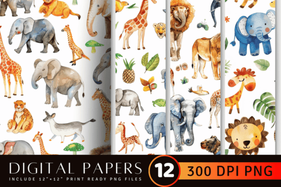 Watercolor Zoo Animals Digital Paper: A Creative Asset